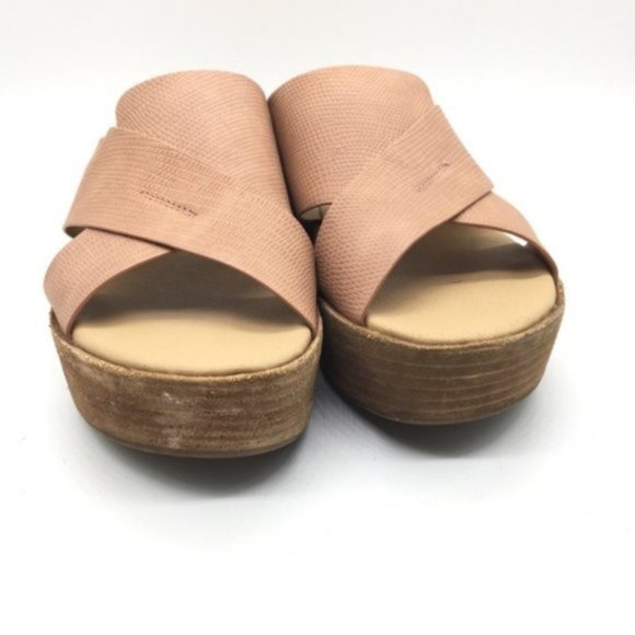 COCONUTS by Matisse Platform Cork Wedge Womens Casual  Coconuts Cross Strap Platform Sandal Peach Nude 6M